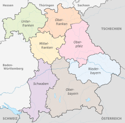 Karte Bayern mit der Oberpfalz